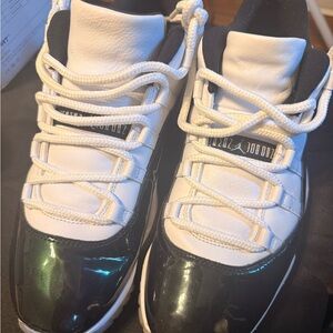 Men emerald green and White Jordan sneakers